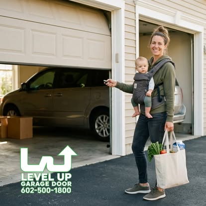 Happy Level Up Garage Door customer after a new install